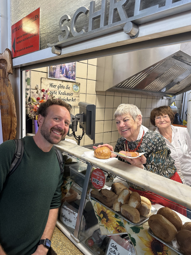 Guests enjoying tastings on a private Frankfurt food tour